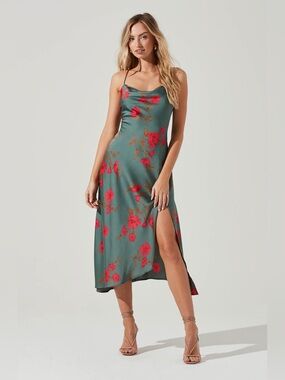 astr the label lace midi dress green Lace Midi Dress